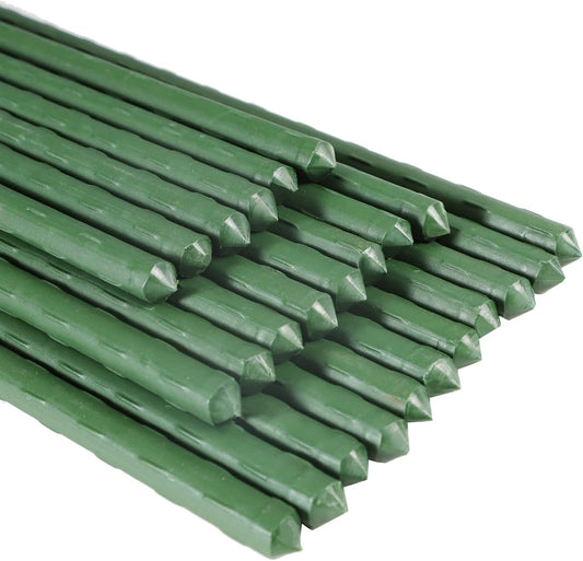 Garmeinea Garden Stakes 30 Inches Plastic Coated Steel Plant Stakes for Growing Climbing Plants, Pack of 25
