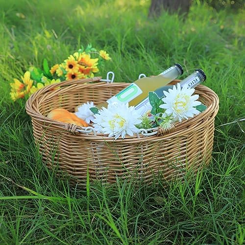 Wicker Picnic Baskets with Handles.Kingwillow. (Natural)