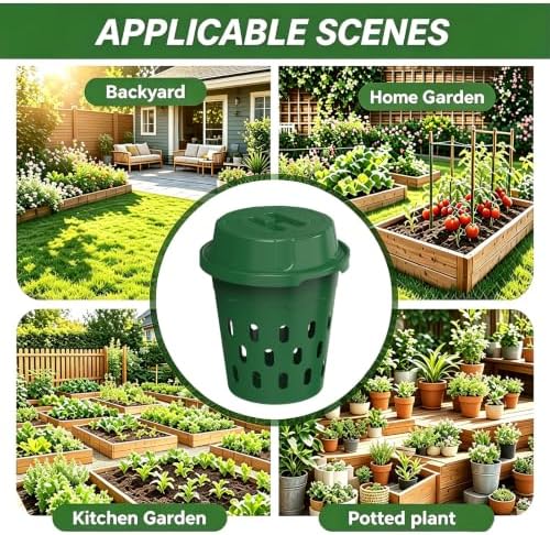 2-Pack Inground Worm Composter, 8L Underground Worm Farm with Aeration & Animal-Proof Lid, Food Waste Recycler for Garden Beds, Easy for Beginners, Green