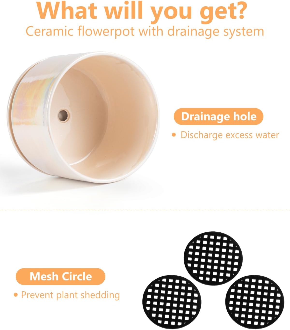 EFISPSS Plant Pots, 4+5+6 Inch Pots for Indoor Plants,Ceramic Planter Pot with Drainage Hole,Flower Pots for Succulent Cactus,Set of 3 - Rainbow Pearl Glaze