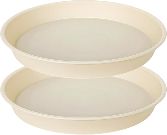 2 Pack of Bird Bath Bowl 12", 1.6" Depth, 10 12 inch Birdbath Bowls Dish Only for The Garden, Large Plant Saucer (12", Beige)