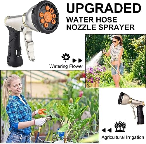 Garden Hose Nozzles,9 Spray Patterns Heavy Duty Metal Hose Sprayer Nozzle