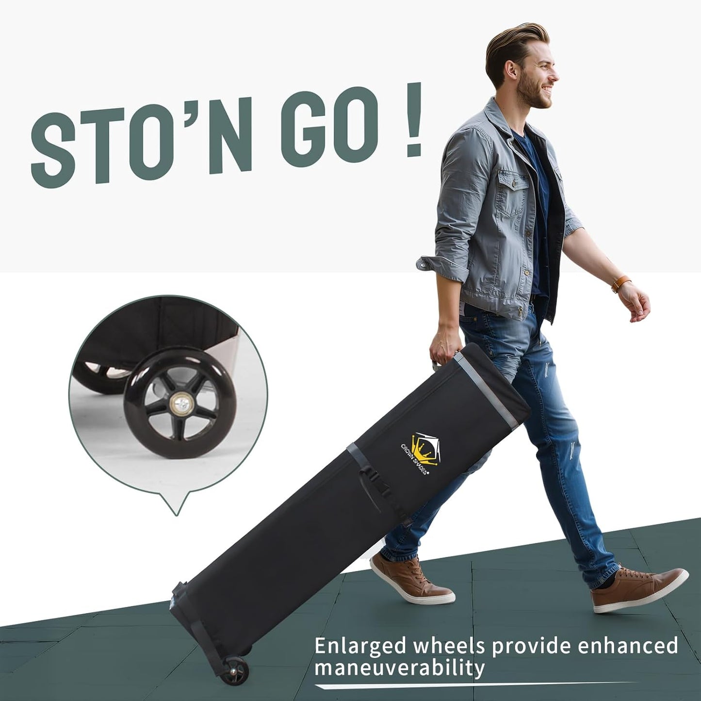 CROWN SHADES 10x15 Pop Up Canopy Tent, Thicken Frame Commercial Heavy Duty Tent, 8 Stakes & 4 Sandbags & 4 Ropes, Outdoor Canopies for Events, Parties,White