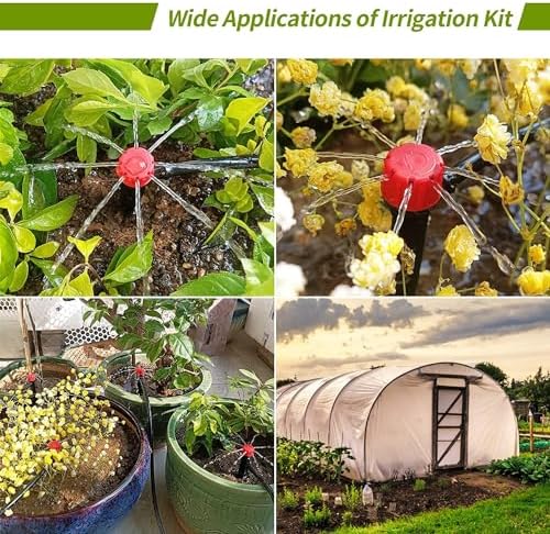 50 pcs Drip Irrigation Emitters Drip Emitters for 1/4" Drip Irrigation Tubing Adjustable 360 Degree Water Flow Irrigation Drip Heads Drip Irrigation Spray Emitters for Plant Watering System