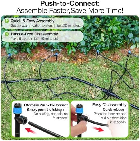 MIXC 100Pcs Drip Irrigation Emitters, Quick Push-to-Fit Connect Drip Vortex