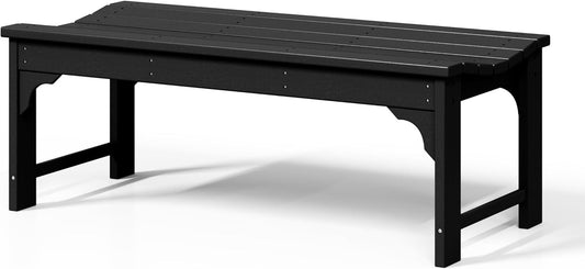 WestinTrends Malibu Outdoor Bench, All Weather Resistant Poly Lumber Backless Patio Garden Bench, Adirondack Curved Bench Seat for Comfort, Black
