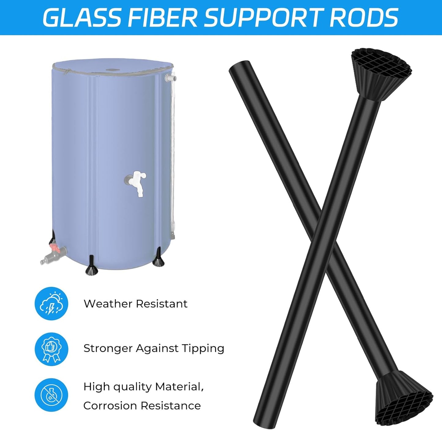 Rain Barrels to Collect Rainwater from Gutter - Portable Water Storage Tank Water Barrel Rainwater Collection System Rain Catcher Include Filter Two Spigots and Overflow Kit (100 Gallon, Blue)