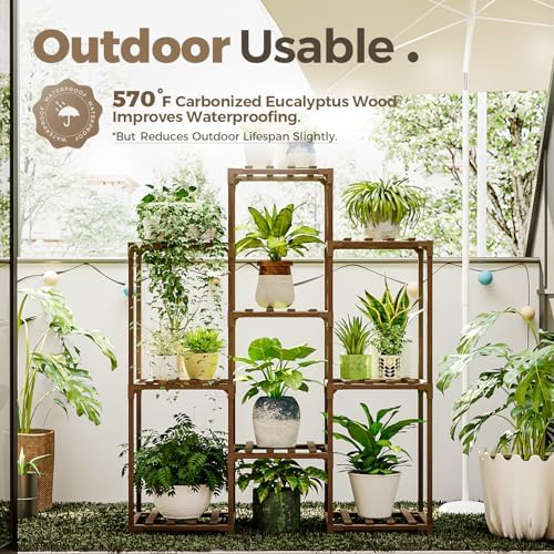 Bamworld Plant Stand Indoor Plants Shelf Outdoor Wood Plant Rack