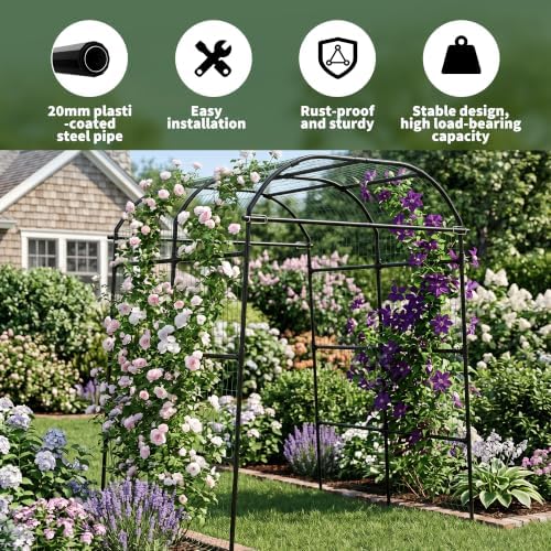 Garvee Metal Garden Arch Trellis, 7.2Ft Black for Raised Beds