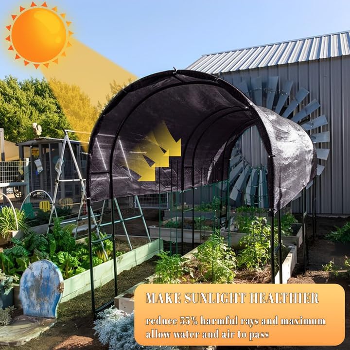 Cool Area 55% 8x12ft Sunblock Shade Cloth Cover Mesh UV Resistant Net for Garden Flower Plant Greenhouse, Black