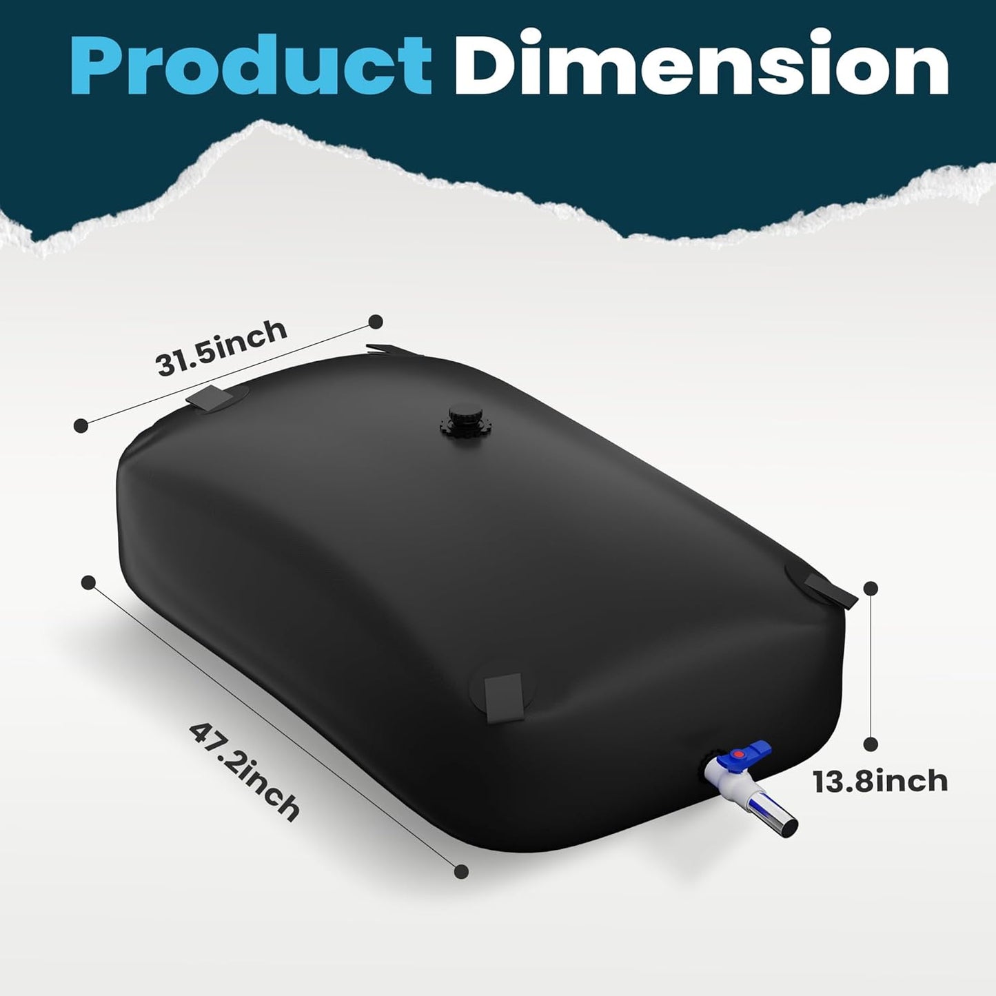 Large Capacity Water Storage Bladder, Portable Water Tank Containers, Bladder Tank for Drought Resistance, Fire Prevention, Emergency Water, Agricultural Irrigation Outdoor(330L/87Gal,Black)