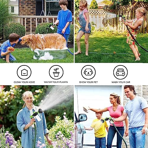 Garden Hose Nozzle, High Pressure Spray Gun Nozzle, 8 Spray Patterns for Watering Plants, Lawn, Patio, Cleaning, Showering Pet with 3.5oz/100cc Soap Dispenser Bottle