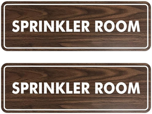 Signs ByLITA Standard Sprinkler Room Sign (Walnut) - Small 2 Pack