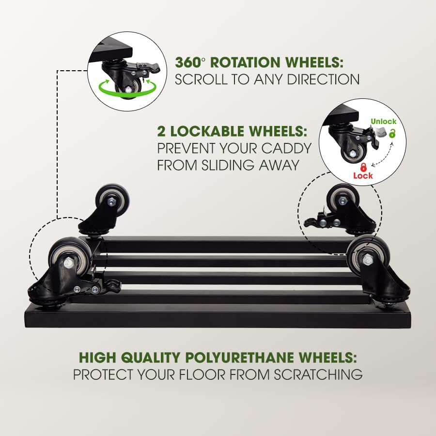 Plant Caddy with Wheels Lockable Heavy Duty Trolley Capacity 385 Lbs, Metal Cast Iron Plant Dolly, Plant Stand with Wheels Repositioning Heavy Pots 12Inch, Hauling Heavy Household Items - Black