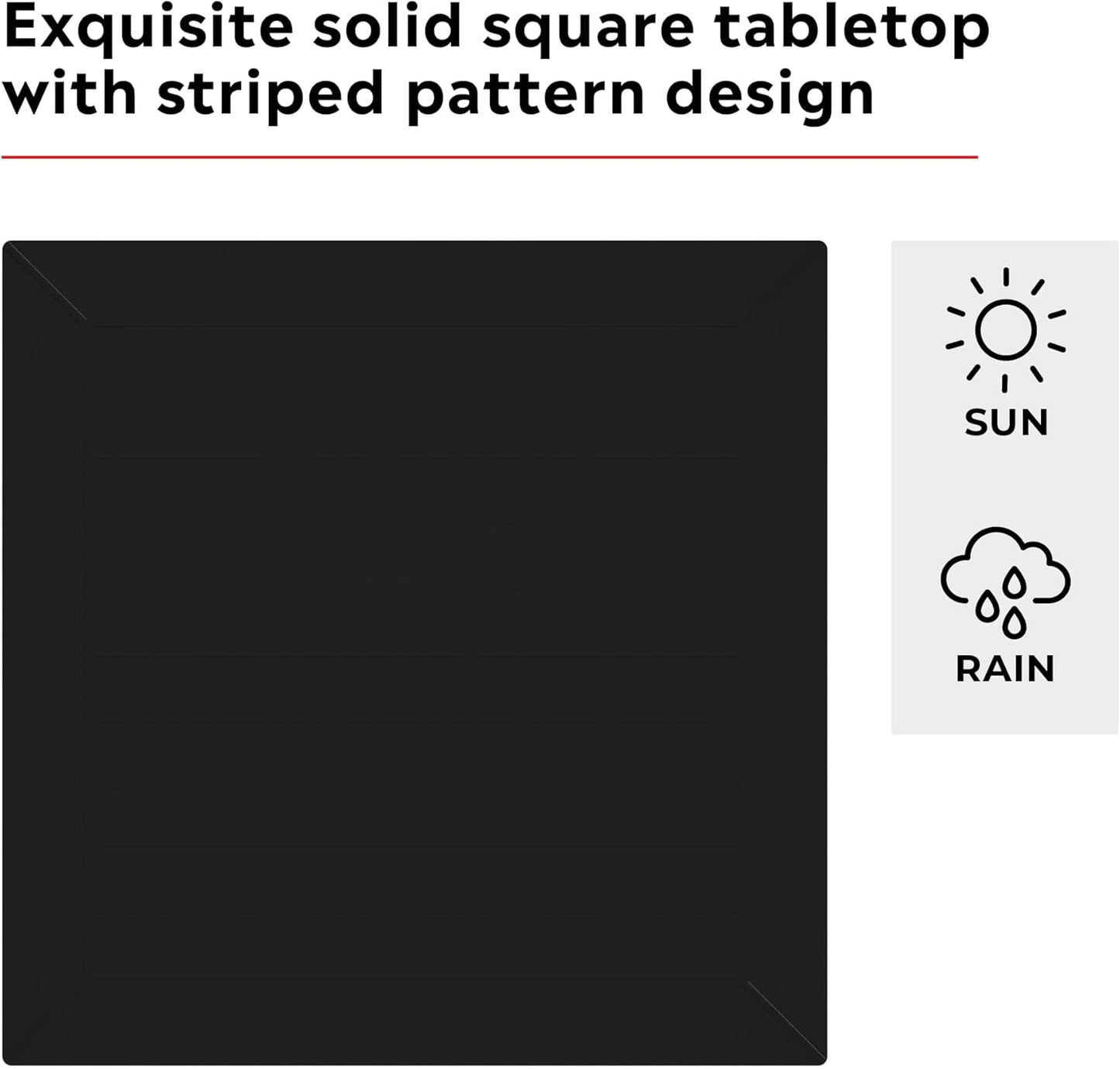 5-Piece Outdoor Dining Set, HDPE Patio Square Bistro Table and Stackable Chairs Sets for 4, Outdoor Furniture All Weather for Backyard Poolside, Black