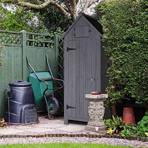 Outvita Outdoor Storage Shed, 70 Inch, Grey