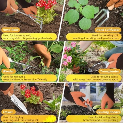 22Pcs Gardening Tools Set for Women Heavy Duty Garden Hand Tool Kit,Birthday Gifts for Mom Wife Grandma Beginner,Gardening Accessories with Sunflower Tote Bag/Shovel/RepottingMat/Plant Labels/Gloves