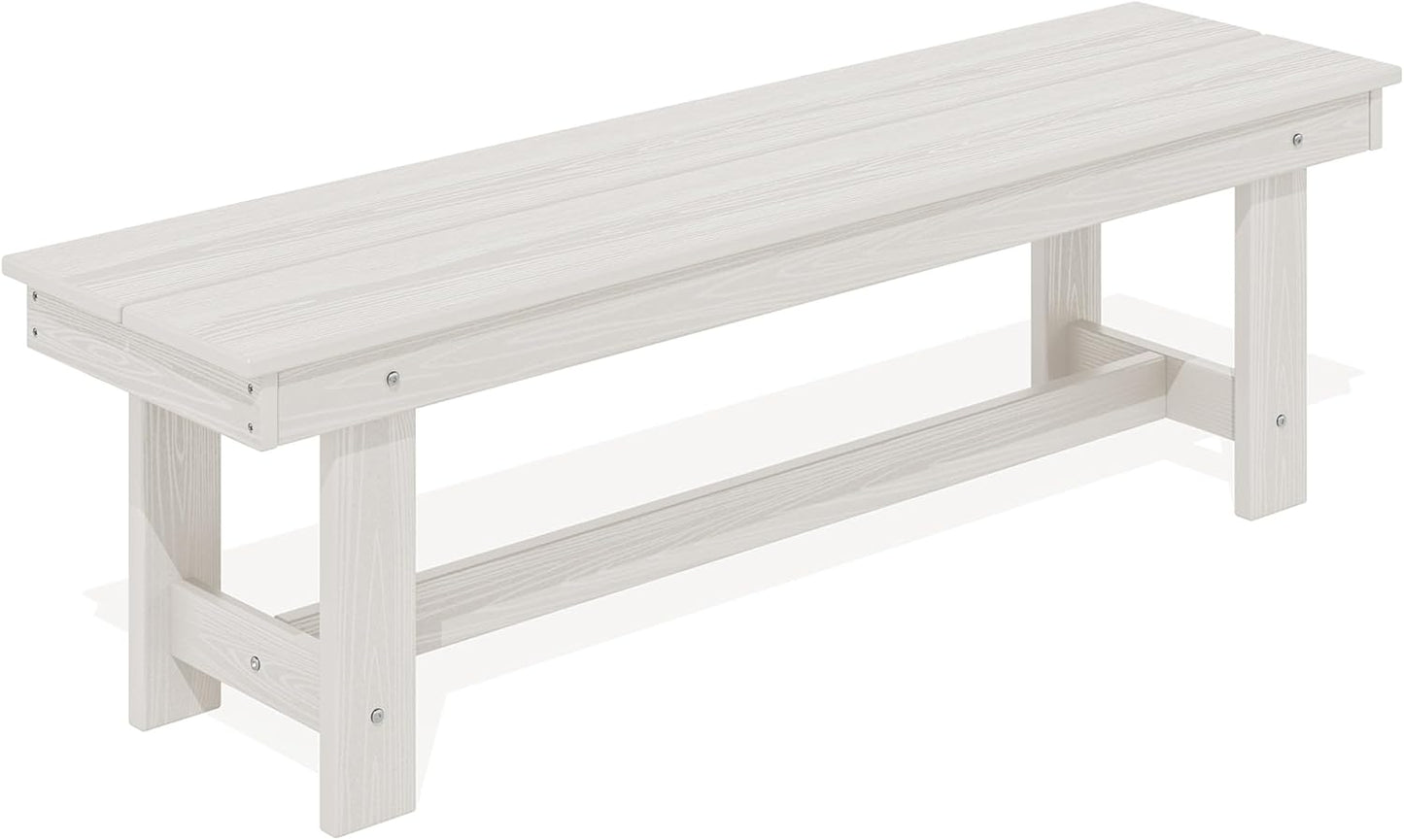 SERWALL 2-Person Outdoor Bench Backless, HDPE Outdoor Benches Weatherproof, 700 Lbs Weight Capacity, Poly Lumber Patio Furniture for Garden, Porch and Park, White