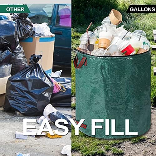 4 Pack 72 Gallons Reusable Yard Waste Bags with Lid Lawn Leaf Bags