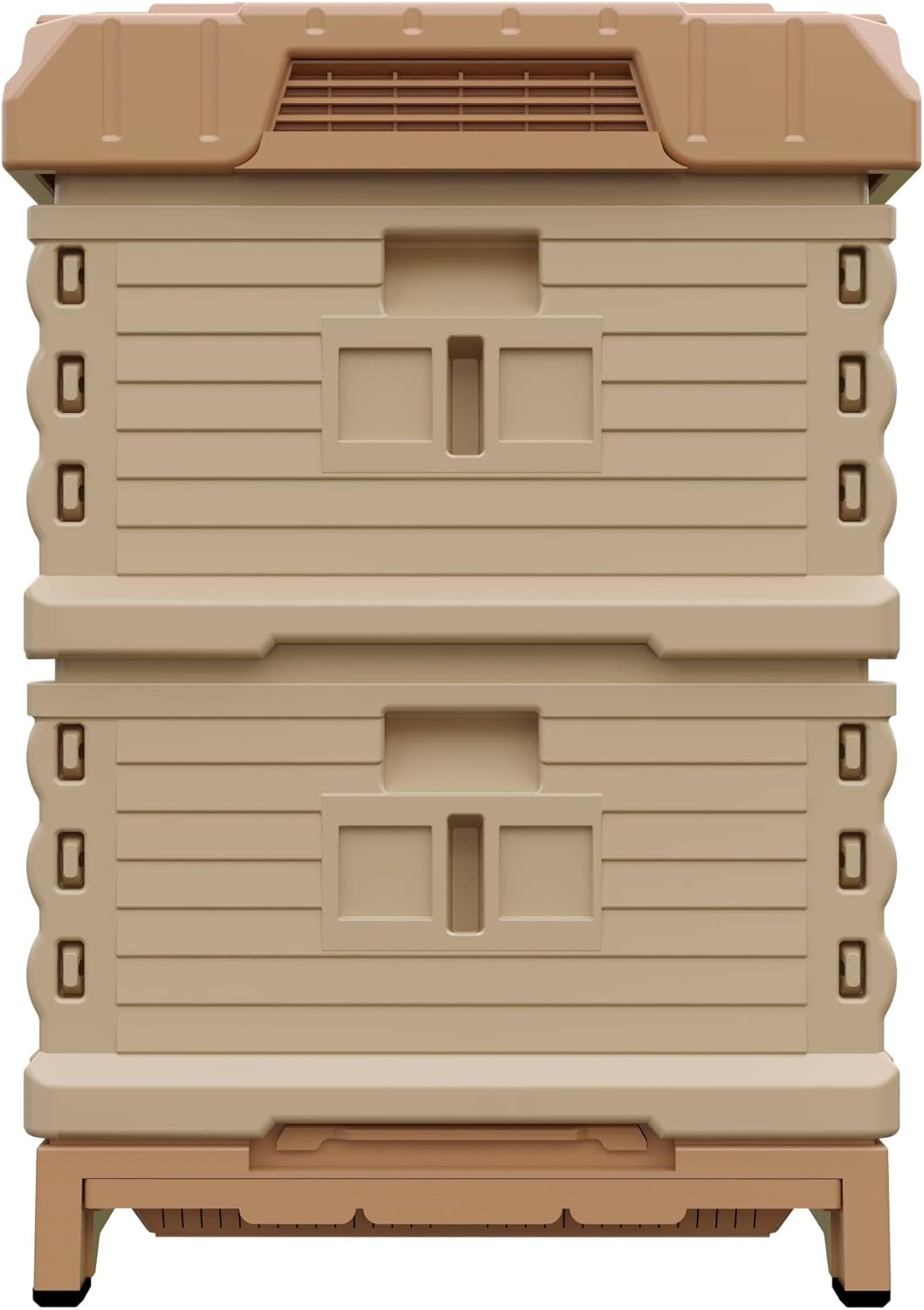 Ergo Insulated 10 Frame Bee Hive Set [NO Frames Included] (Double Deep, Tan Body Green Entrance)