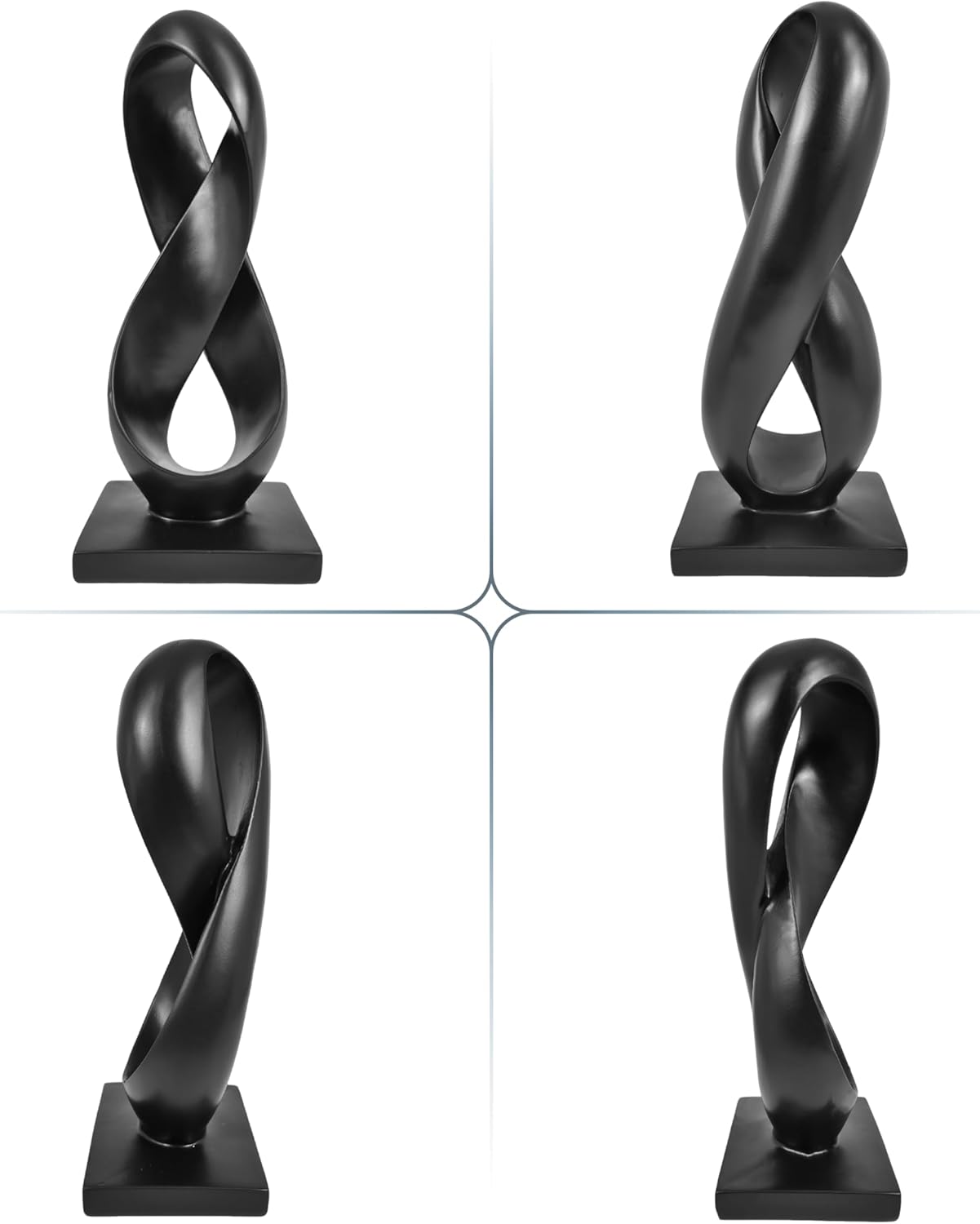Black Abstract Sculpture Modern Statue for Shelf Desktop Mantel Number Eight Knot Minimalist Decoration