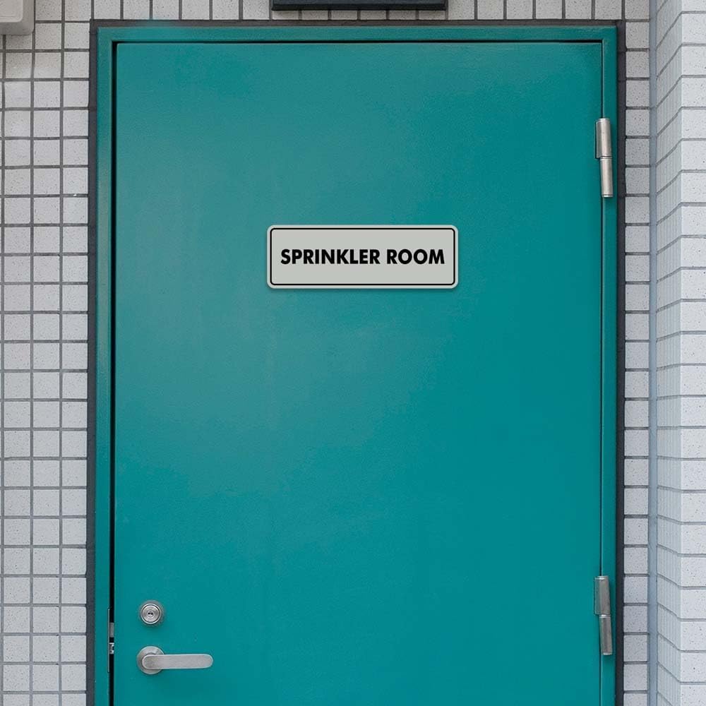 Signs ByLITA Standard Sprinkler Room Sign (Light Grey/Burgundy) - Large