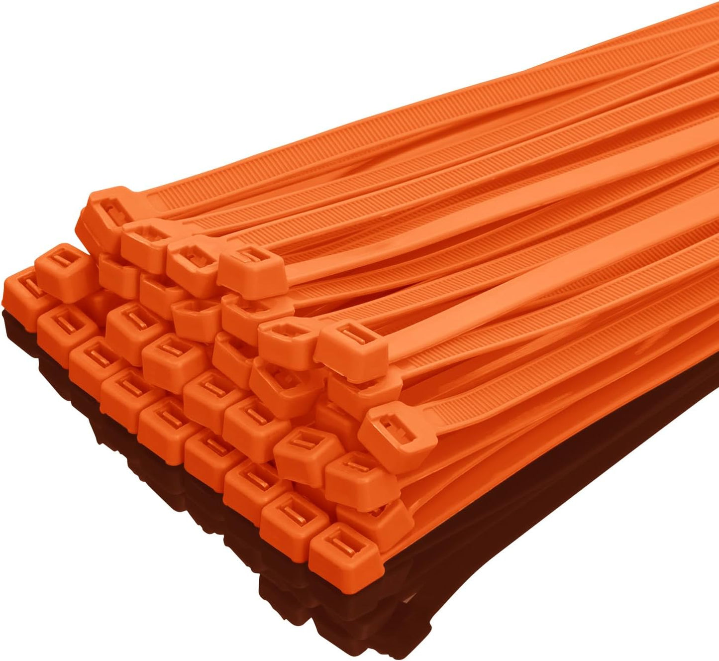 XINGO 12 Inch Orange Zip Ties Heavy Duty 100 Pack, 120 LBS Tensile Strength, Premium Nylon Cable Wire Ties, Self-locking Plastic Ties for Indoor and Outdoor Use