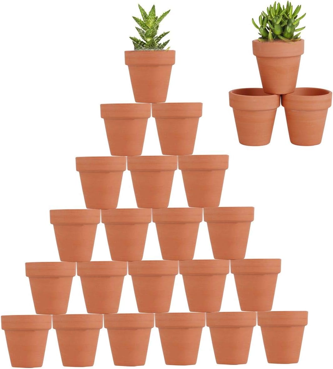 24pcs Mini Clay Pots, 2.5'' Terracotta Pottery Planters, Cactus Flower Succulents Nursery Pots, with Drainage Hole, for Indoor/Outdoor