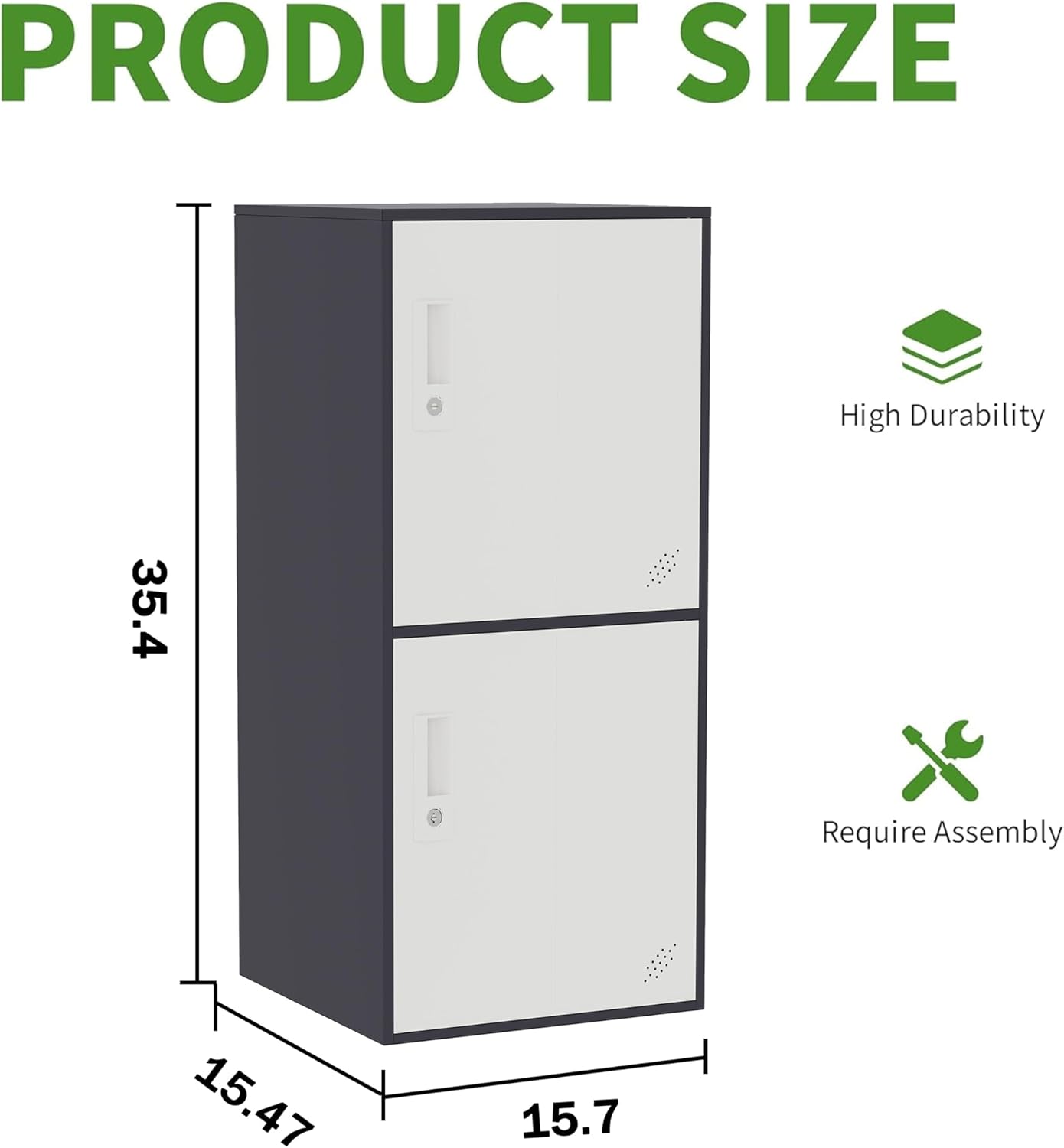 2 Door Vertical Stackable Storage Cabinet with Lock,Anti-Failing Device, Metal Lcoker,Organizer for Office, Home, Gym, School,Employee,Kids. (2D-Grey)