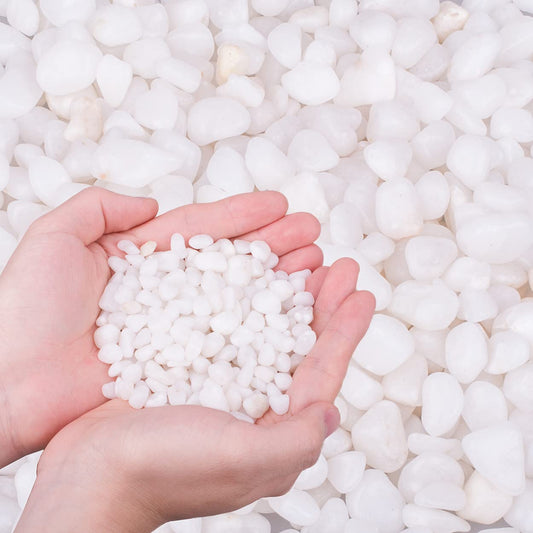 HOT SEAL 12.0 LB White Polished Pebbles 3/8", Natural Decorative Smooth River Rocks, Gravel Size White Small Pebble Stone for Succulent, Bonsai, Potted Plants, Landscaping, Fairy Garden, Aquarium