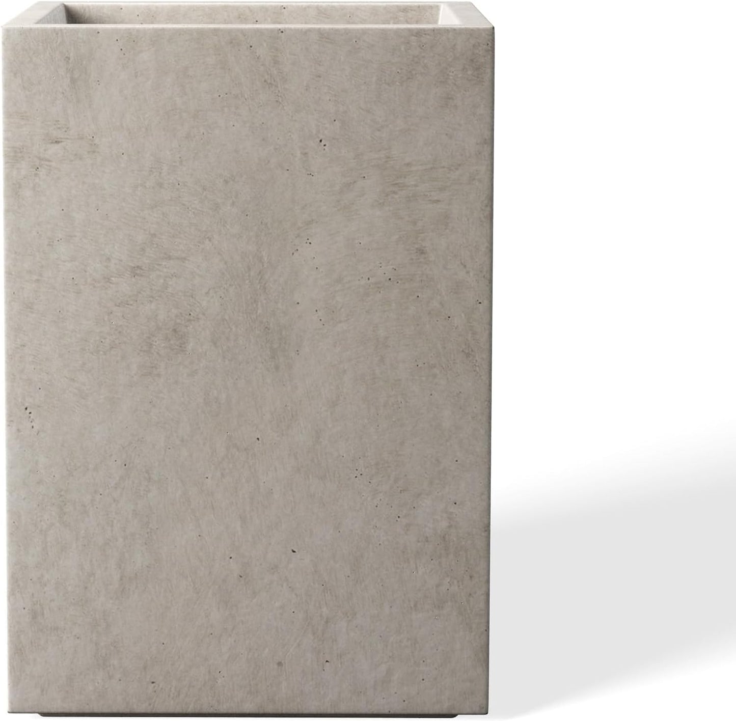 Kante 12.6" H Tall Rectangular Concrete Planters, Outdoor Indoor Lightweight Plant Pots with Drainage Hole and Rubber Plug, Modern Style for Home Garden Patio, Weathered Concrete