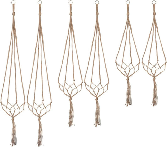 Plant Hangers Indoor Macrame Hanging Planter Holder 6 Pack, 3 Sizes