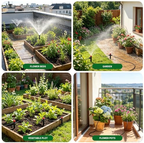Drip Irrigation System, 100FT 1/4" Garden Watering System, Quick Connect