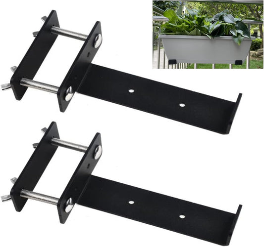 ZenSen Deck Railing Planter Box Brackets, Deck and Fence Rail Universal Planter Box Outdoor Hanging Brackets, Window Box Brackets, Fence Flower Box Brackets, Heavy Duty Iron (6Inch), Black, YS21TL-6in