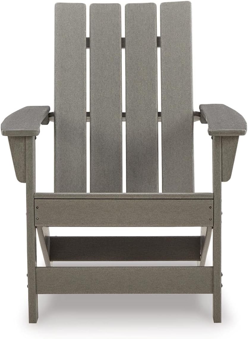 Signature Design by Ashley Visola Outdoor Patio HDPE Weather Resistant Adirondack Chair, Gray