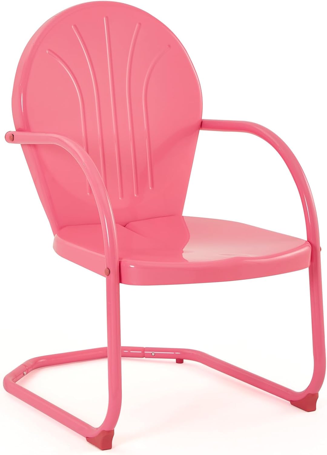 Patio Metal Chair Retro Dining Chair, Outdoor Conversation Rocking Metal Chairs for Balcony/Porch/Backyard/Garden/Lawn, Pink