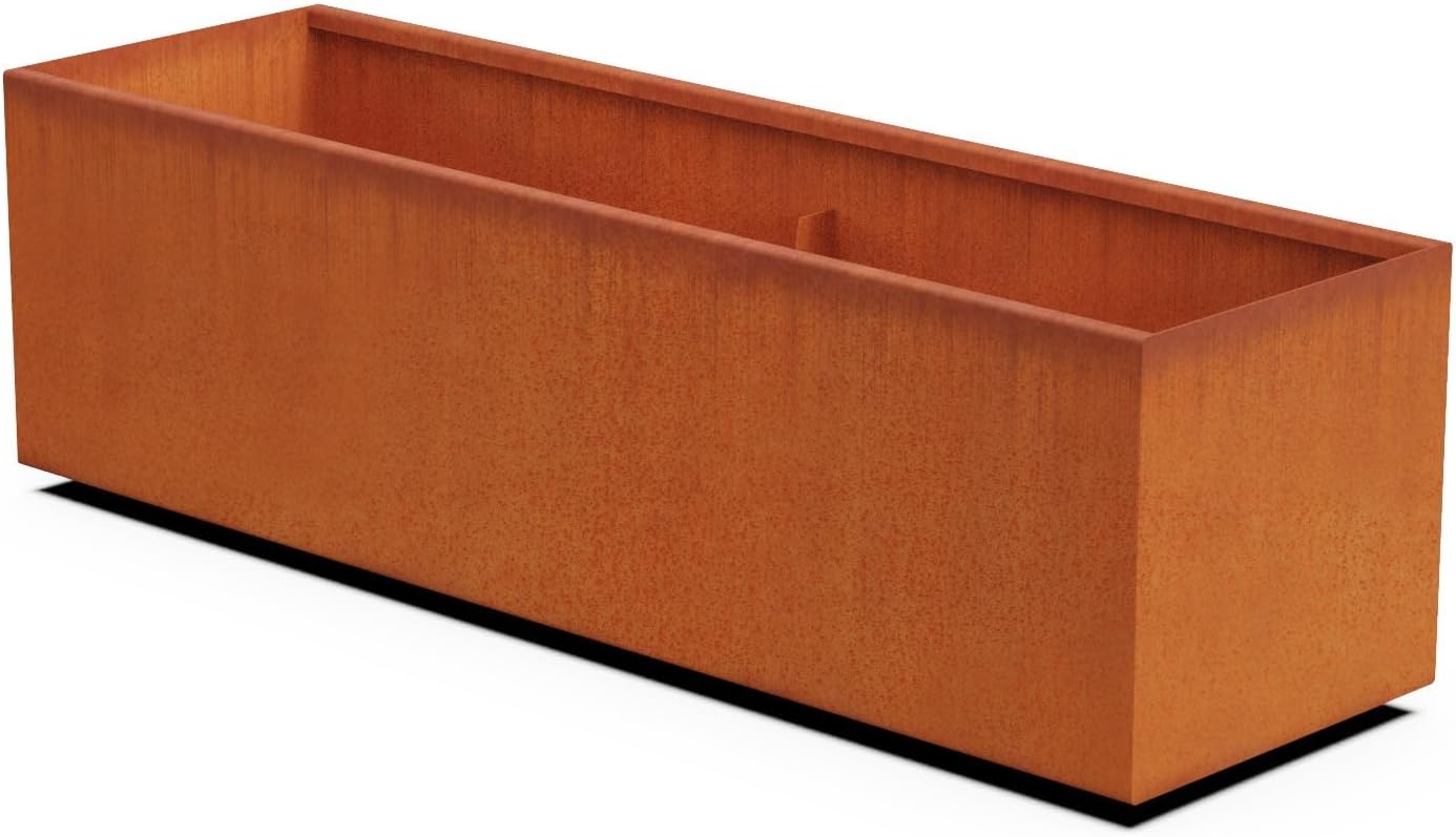 Corten Steel Planter Rectangle Outdoor Metal Garden Box Heavy Duty | Made in USA | Fully Assembled