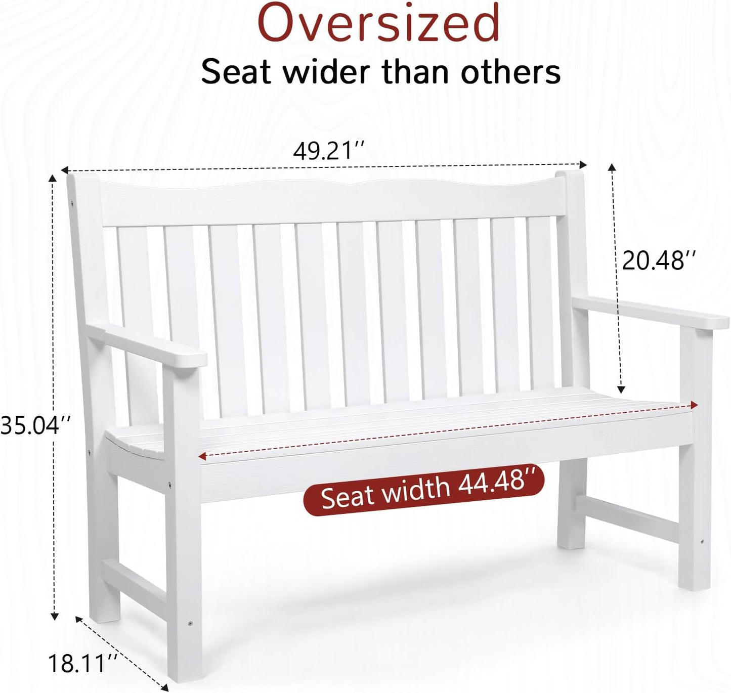 Stoog Garden Bench, 2-Person White Outdoor Bench, All-Weather HIPS Patio Bench with 800 lbs Weight Capacity, Never Rot or Fade, for Garden, Porch, Backyard and Park, White