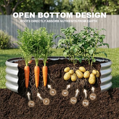 Land Guard 2 Pack 4×2×1ft Galvanized Raised Garden Bed Outdoor, Heavy Duty Bottomless Metal Raised Planter Box for Vegetables, Flowers, Herbs, Backyard Patio Gardening, Silver