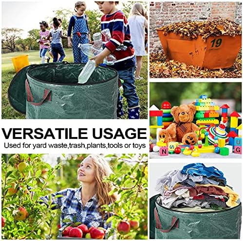 2 Pack 72 Gallons Reusable Yard Waste Bags with Lid Lawn Leaf Bags