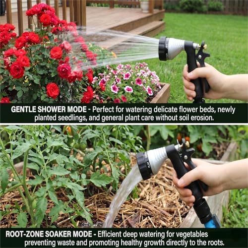 Water Hose Nozzle Spray Nozzle, Metal Garden Hose Nozzle with Adjustable Spray Patterns, Perfect for Watering Plants, Washing Cars and Showering Pets