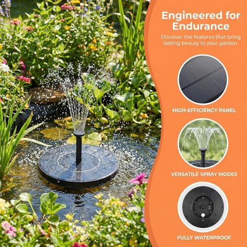 Solar Bird Bath Fountain, Solar Bird Bath Fountain with Pump, Outdoor Solar Fountain, Hanging Solar Fountain, Suitable for Gardens, Ponds, Patios