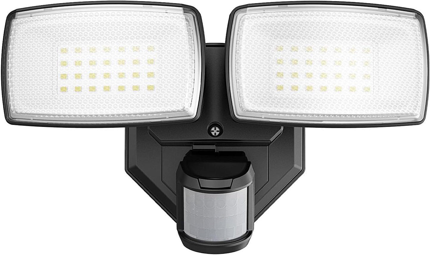 Onforu 32W 2 Head Motion Sensor Outdoor Lights, 3200LM 6500K LED Security Light, Dusk to Dawn, Motion Detector Light for Outside, IP65 Waterproof Flood Lights for Garage, Yard(Black)