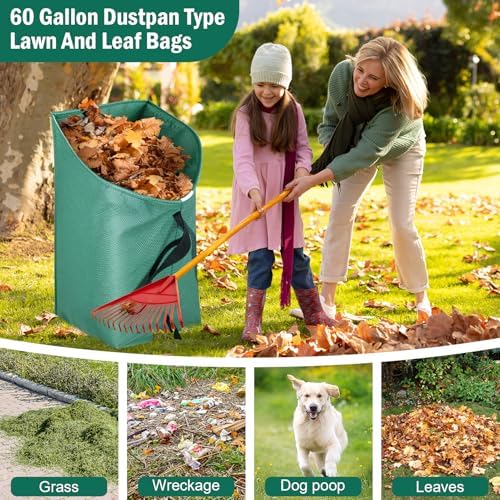 60 Gallon Leaf Collector, Collapsible Lawn & Leaf Bag for Yard Cleanup