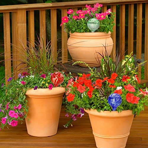 Fasmov 6 Pieces Automatic Watering Bulbs, Plant Watering, Decorative Garden Watering Cans Glass drip Ball, Automatic Watering System, 2.36 inch Diameter, Assorted Colors