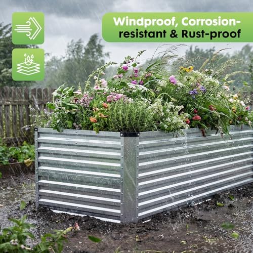 DUMOS Galvanized Raised Garden Bed Outdoor, Planter Box, 8x4x2ft