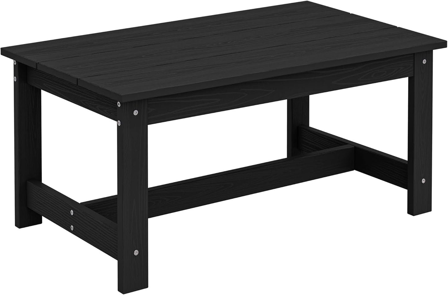 SERWALL HDPE Outdoor Coffee Table, All-Weather Patio Coffee Table, Rectangle Adirondack Outdoor Table Fits with Outdoor Sectional Couch for Outside Deck Porch Lawn, 37.8" x 22.8", Black