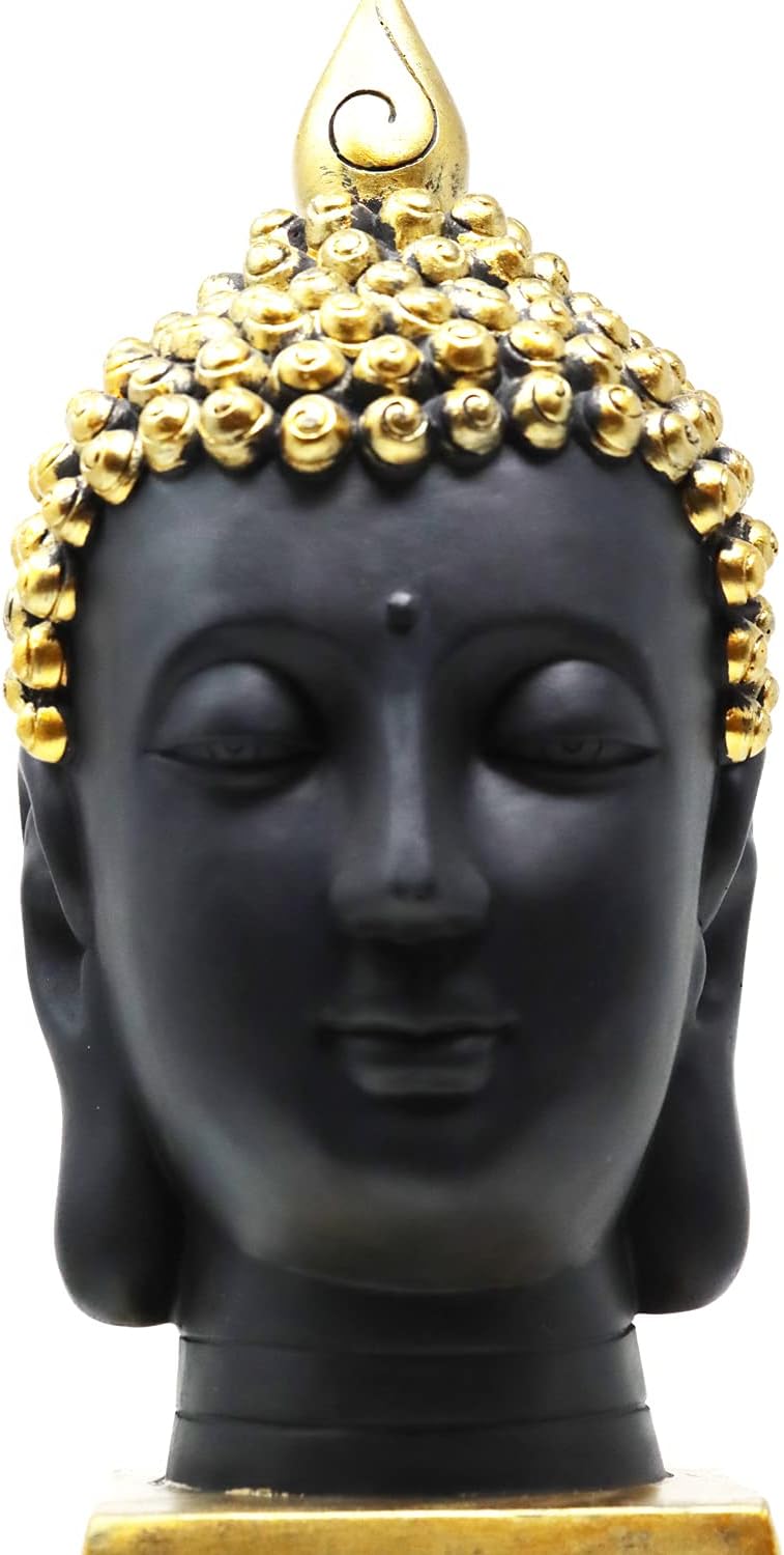 Seraphic Buddha Head Statue for Home Decor or Outdoor, Gold, 13" Tall