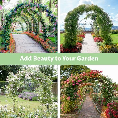 RUBFAC 7.8ft Garden Arch, Metal Trellis for Climbing Plants Outdoor