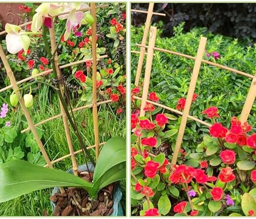 Bamboo Trellis for Climbing Plants 20 Pack, 16 Inch Garden Ladder Trellis for Potted Plants Indoor, Small Plant Support Trellis for Houseplants Vine